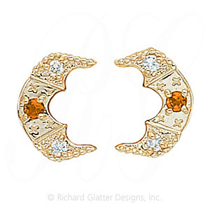 GS345-2 CIT/D - 14 Karat Gold Slide with Citrine center and Diamond accents 
